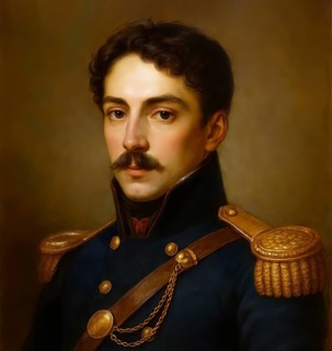 Theodor Körner in Lützower's uniform, historical illustration from the history of German literature