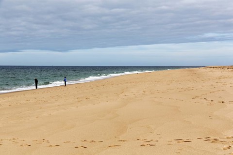 Ocean walkers, fall cloud cover, Provincetown, Race Point Beach, Cape Cod National Seashore,