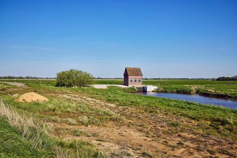 Hunnebüllerkoog, Hunnebüller Sielzug, landscape, pumping plant, Siel, wasteland, grass, sand,