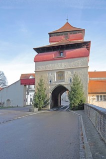 Berger Tor built 15th century, city gate, city tower with historic city wall with rampart and city
