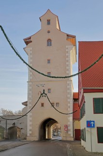 Reimlinger Tor built 14th century, city tower and city gate of the city fortifications, city wall,