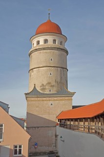 Löpsinger Tor, city gate, city tower with dome, historic rampart with city wall, city