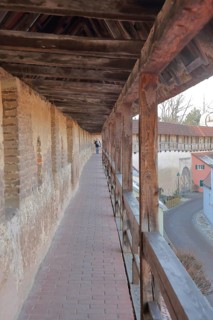 Historic rampart of the city wall, city fortification, wooden structure with beams, Nördlingen,