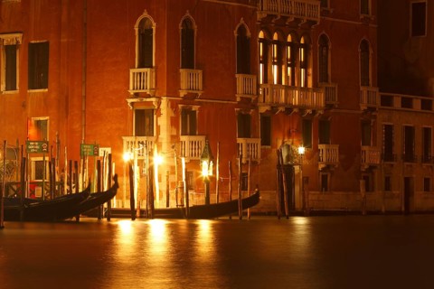 The Grand Canal at night, Venice, Veneto, Italy