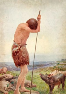 Scene from the biblical story, the famous biblical parable of the prodigal son, authentic