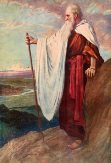 Scene from the biblical story, The Death of Moses, Moses, authentic reproduction of a school mural,