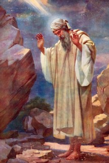Scene from the biblical story, Law that God gave Moses on Mount Sinai, is God's Covenant with