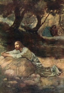 Scene from the biblical story, The Garden of Gethsemane is the place at the foot of the Mount of