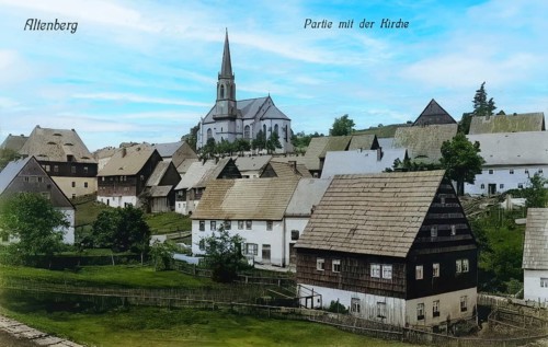 Altenberg in the Ore Mountains, town and church, today Saxon Switzerland-Eastern Ore Mountains