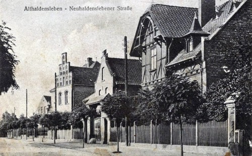 Althaldensleben, Neuhaldenslebener Straße, Börde district in Saxony-Anhalt, Germany, postcard, view
