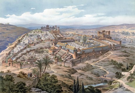 Jerusalem at the time of Jesus Christ, Israel, extensive ancient city view with fortress and