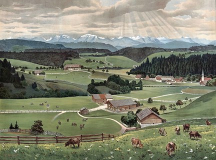 Allgäu landscape, the southern part of the Bavarian administrative district of Swabia, Bavaria,