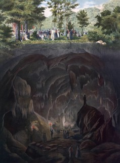 Nebelhöhle, a stalactite cave in the Swabian Jura in Baden-Württemberg, with spring festival,