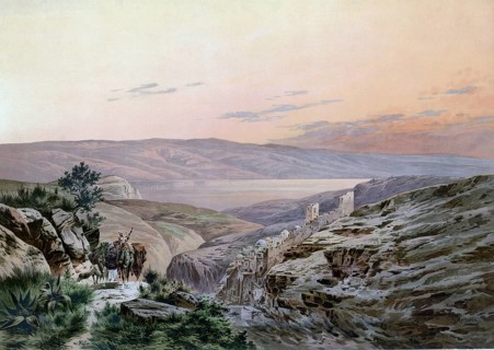 The Dead Sea, Israel, Jordan, view of a lake surrounded by mountains and a peaceful atmosphere