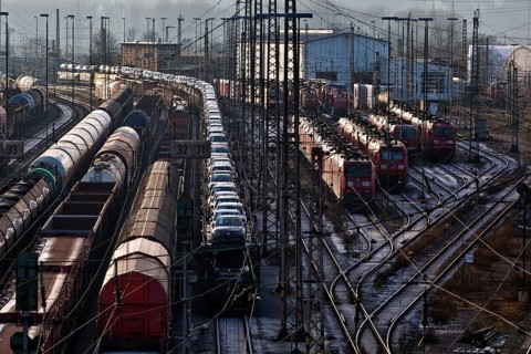 Train formation system with many rails in the Vorhalle district, marshalling yard, freight trains,