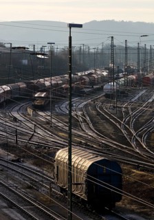 Train formation system with many rails in the Vorhalle district, marshalling yard, freight trains,