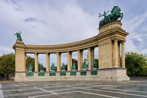 Heroes' Square and Millenium Monument dedicated to important Hungarian leaders, Budapest, Hungary