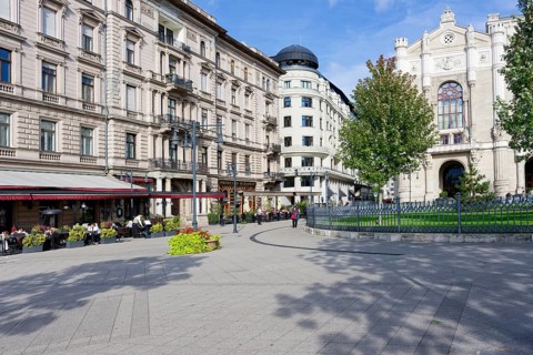 Buildings with traditional architecture in the city center, Budapest, Hungary