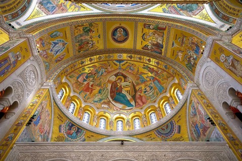 Church of Saint Sava or Temple of Saint Sava orthodox church, Interior, Belgrade, Serbia