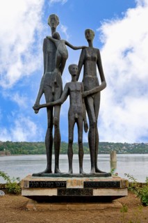 Monument to the Victims of the Raid, also known as The Family monument on the bank of the Danube