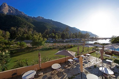 View of the Capu d'Orto Mountains on the Porto River, Porto, Ota, West Coast of Corsica,