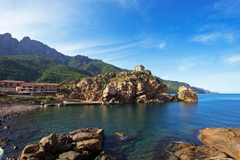 Marina de Porto with Genoese Tower in Porto Bay, a UNESCO World Heritage Site, Porto, Ota, West