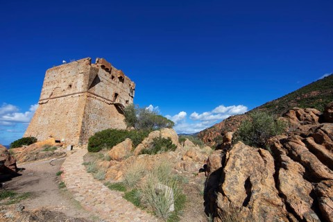 Genoese Tower of Porto, Ota, west coast of Corsica, Corse-du-Sud, Corsica, France
