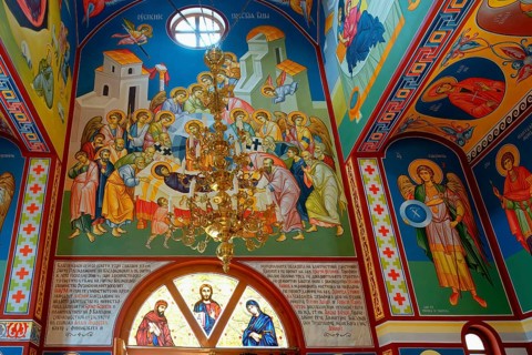 Bulgarian Orthodox Rock cave Monastery of Saint Dimitar Basarbowski, Church interior, Basarbovo,