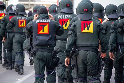 June 10, 2012 Demonstration in Göppingen, Baden-Württemberg, Germany. Units of the