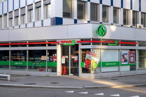 Spar Express entrance, Lugano, Tessin, Switzerland
