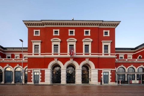 Lugano railway station building, Tessin, Switzerland
