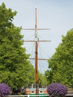 Kuff, flat-bottomed coastal cargo sailor, Margaretha von Papenburg, Main Canal, Papenburg, Emsland,
