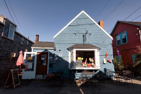 Colourful Façade, Popular Tourist Destination, Bistro, Bearskin Neck Historic District, Rockport,