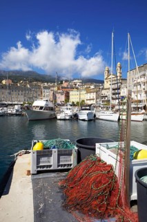 Old port with marina and church of Saint Jean-Baptiste à Bastia or church of St. John the Baptist,