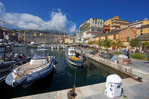 Old port with marina, Port de Plaisance or Vieux Port, old town, Bastia, Haute-Corse department,