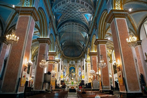 Sainte Marie Cathedral or Catedrale Santa Maria Assunta, interior view, old town, Bastia,