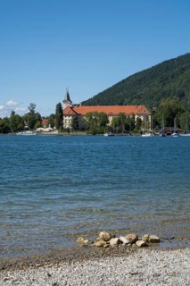 Parish Church of St. Quirinus, Tegernsee Abbey, Castle with Braustüberl, view from Seeufer Point,