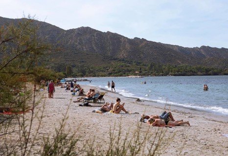 Beach or Plage de la Roya on the Gulf of Saint-Florent in the Mediterranean, Haute-Corse, Corsica