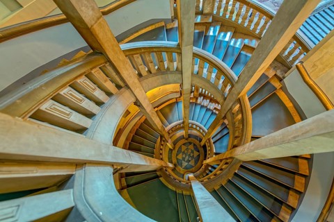 Spiral staircase new town hall inside Hanover Germany