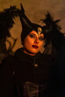 Teufelin, woman with horns, murmurs, winter, Waldburg Castle, Waldburg, Allgäu, Baden-Württemberg,