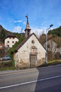 Old Ibicher chapel, historic chapel, general architecture, Black Forest house, lantern, sidewalk,