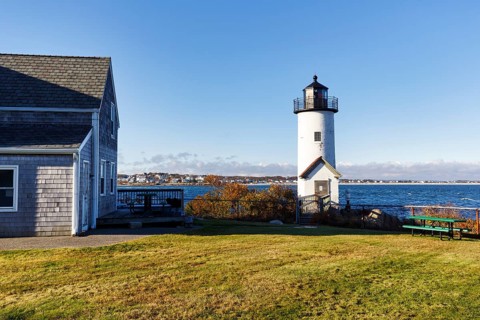 Annisquam Harbor lighthouse, historic Wigwam Point in Gloucester, Cape Ann, Massachusetts, Ipswich