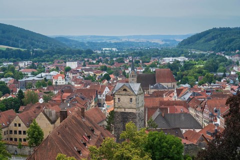 View of the city from Rosenberg Fortress, Upper Franconia, Franconia, Bavaria, Germany