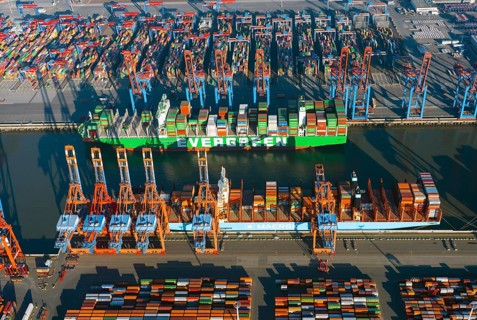 Burchardkai and Eurogate container terminal, container terminal, container freighter, container