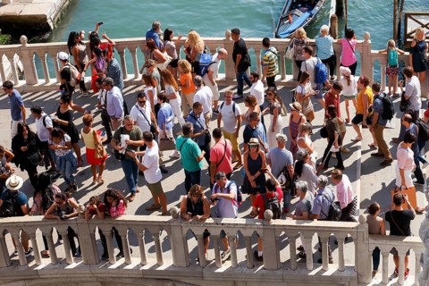 People on Ponte della Paglia, Venice, Veneto, Italy