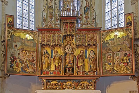 Late Gothic high altar by sculptor Jörg Syrlin the Younger of the Ulm School built in 1494, wood