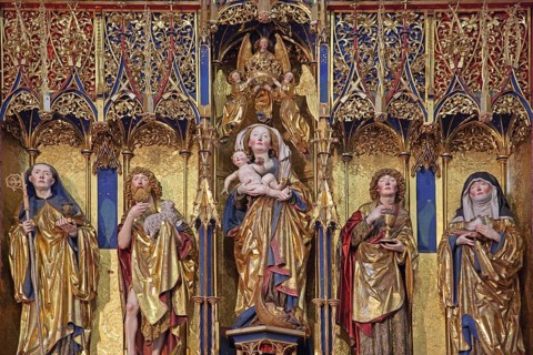 Late Gothic high altar by sculptor Jörg Syrlin the Younger of the Ulm School built in 1494, from