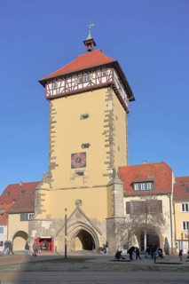 Historic Tübingen Gate built in 1330, city gate, city tower, Reutlingen, Swabian Jura,