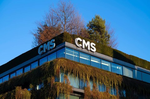 Green façade on the new building, CMS Hasche Sigle office building, Calwer Straße, Logo, Stuttgart,