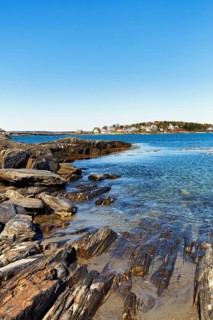 Shoreline, Rocky Coast, Cedar Beach, Harpswell, Cumberland County, Casco Bay, Atlantic Ocean,